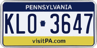 PA license plate KLO3647