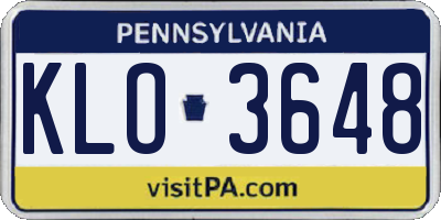 PA license plate KLO3648