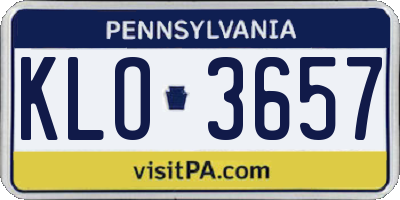 PA license plate KLO3657