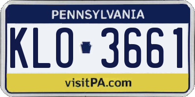 PA license plate KLO3661