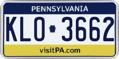 PA license plate KLO3662