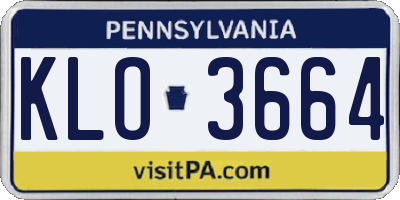 PA license plate KLO3664