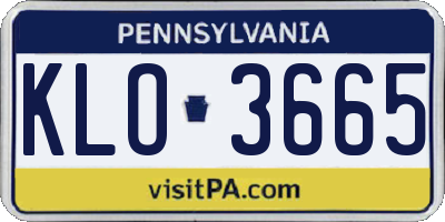 PA license plate KLO3665