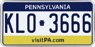 PA license plate KLO3666