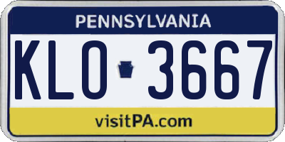 PA license plate KLO3667