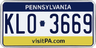 PA license plate KLO3669
