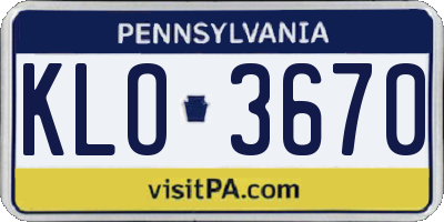 PA license plate KLO3670