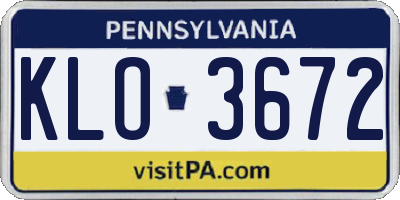 PA license plate KLO3672