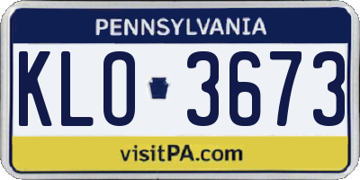 PA license plate KLO3673