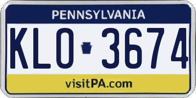 PA license plate KLO3674