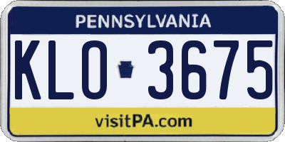 PA license plate KLO3675