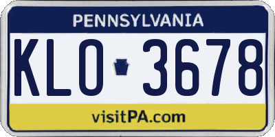 PA license plate KLO3678