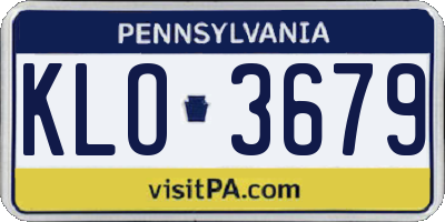 PA license plate KLO3679