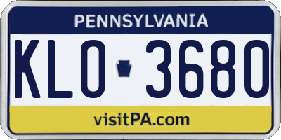 PA license plate KLO3680