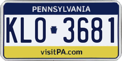 PA license plate KLO3681