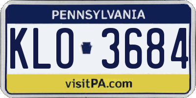 PA license plate KLO3684