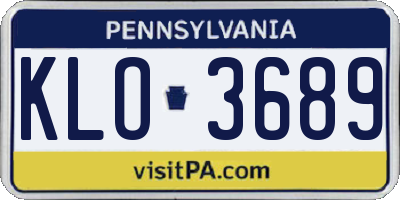 PA license plate KLO3689