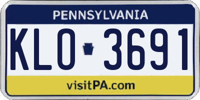 PA license plate KLO3691