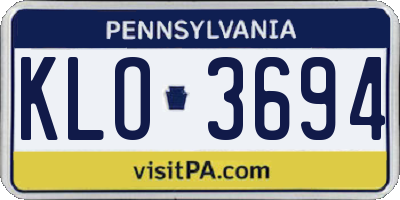 PA license plate KLO3694