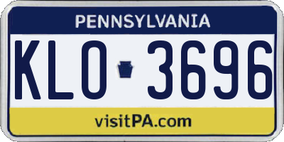 PA license plate KLO3696