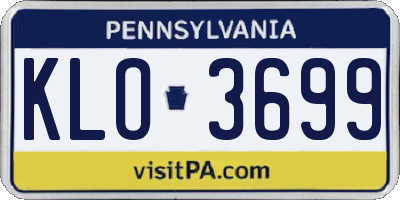 PA license plate KLO3699