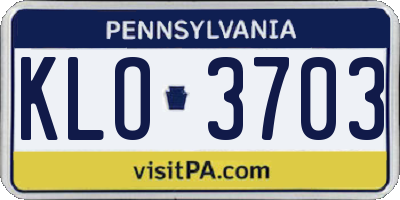 PA license plate KLO3703