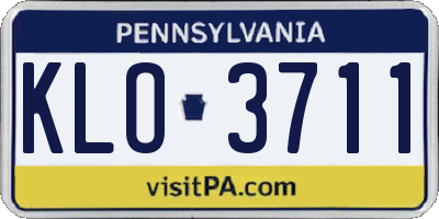 PA license plate KLO3711