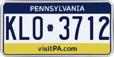 PA license plate KLO3712