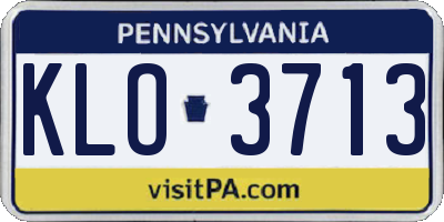 PA license plate KLO3713