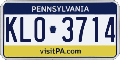 PA license plate KLO3714