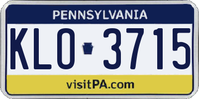 PA license plate KLO3715
