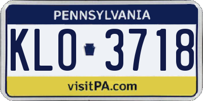PA license plate KLO3718