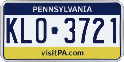 PA license plate KLO3721