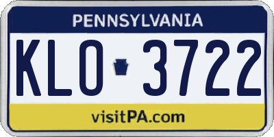 PA license plate KLO3722