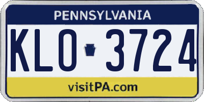 PA license plate KLO3724
