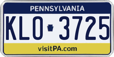 PA license plate KLO3725