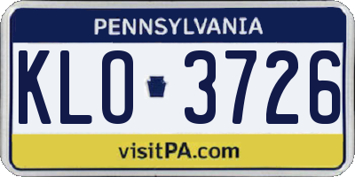 PA license plate KLO3726
