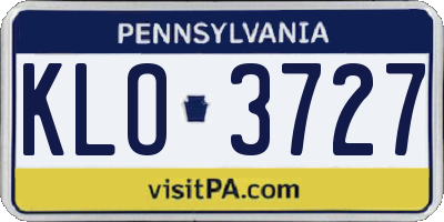 PA license plate KLO3727