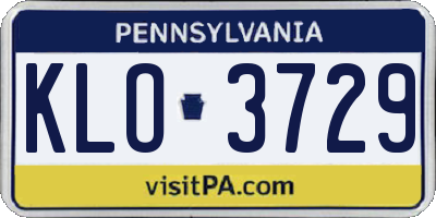 PA license plate KLO3729