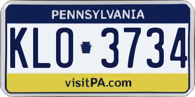 PA license plate KLO3734