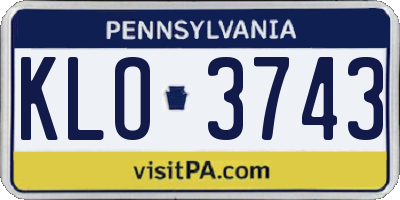 PA license plate KLO3743