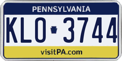 PA license plate KLO3744