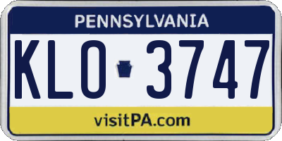 PA license plate KLO3747