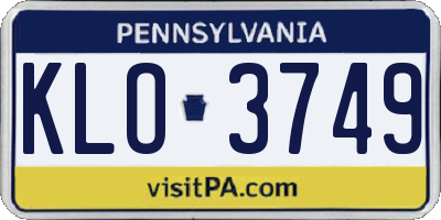 PA license plate KLO3749