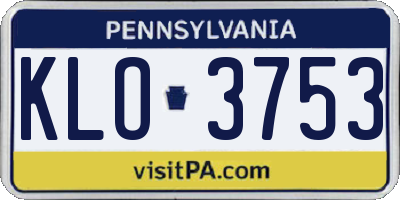 PA license plate KLO3753