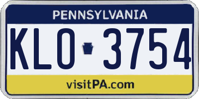 PA license plate KLO3754