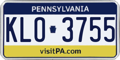 PA license plate KLO3755