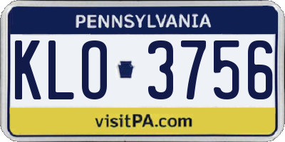 PA license plate KLO3756