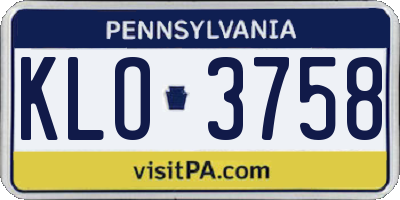 PA license plate KLO3758