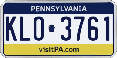 PA license plate KLO3761